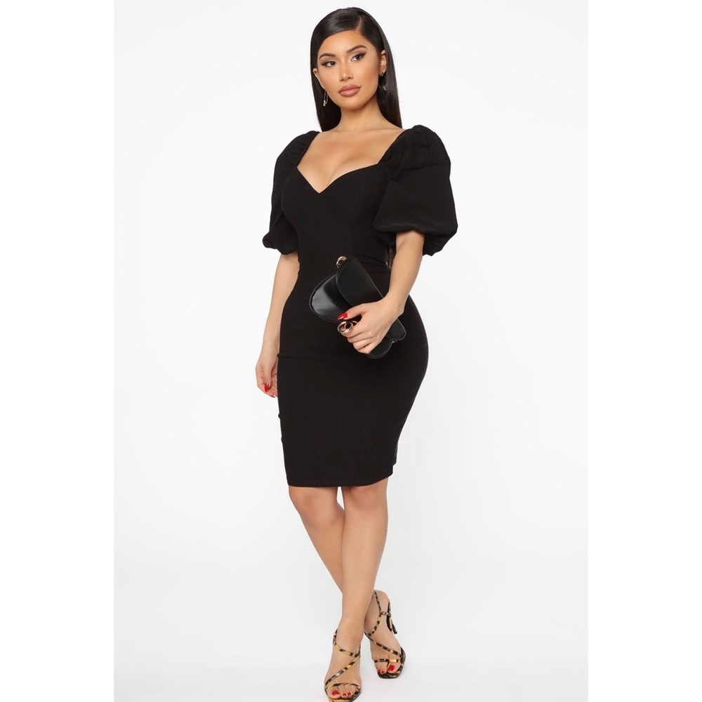Puff Sleeve Midi Dress